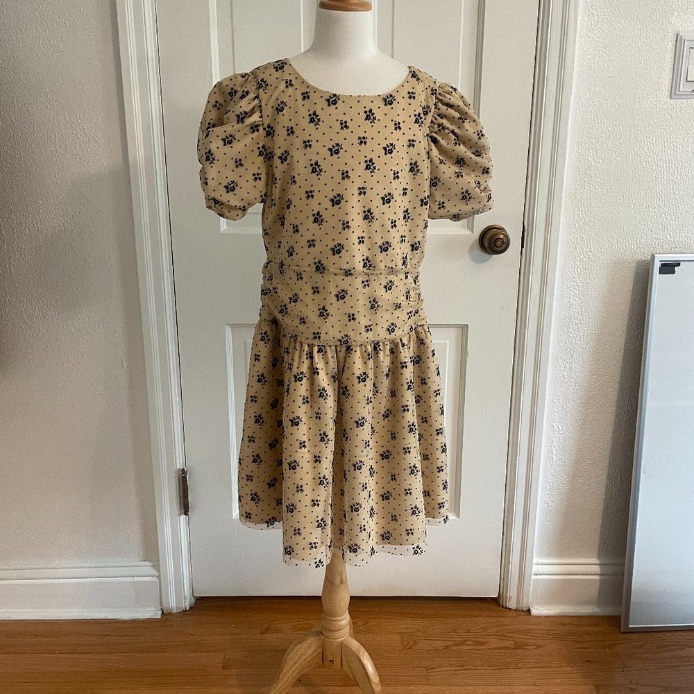Janie and Jack Dress FLORAL DOT FLOCKED DRESS